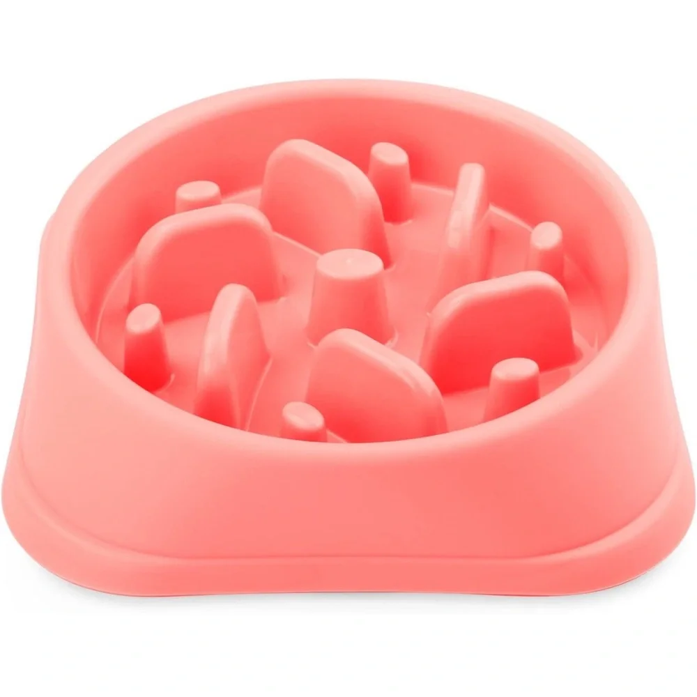 Slow Feeder,Non Slip Puzzle Pet Bowl, Durable Prevents Choking (Pink)